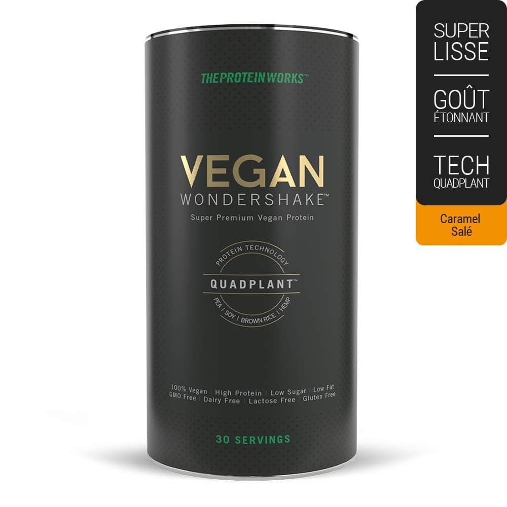 THE PROTEIN WORKS - Vegan Wondershake | Vegan Shake | Multi Award Winning Vegan Powder | Super Smooth, Amazing Taste | 30 Servings | Salted Caramel