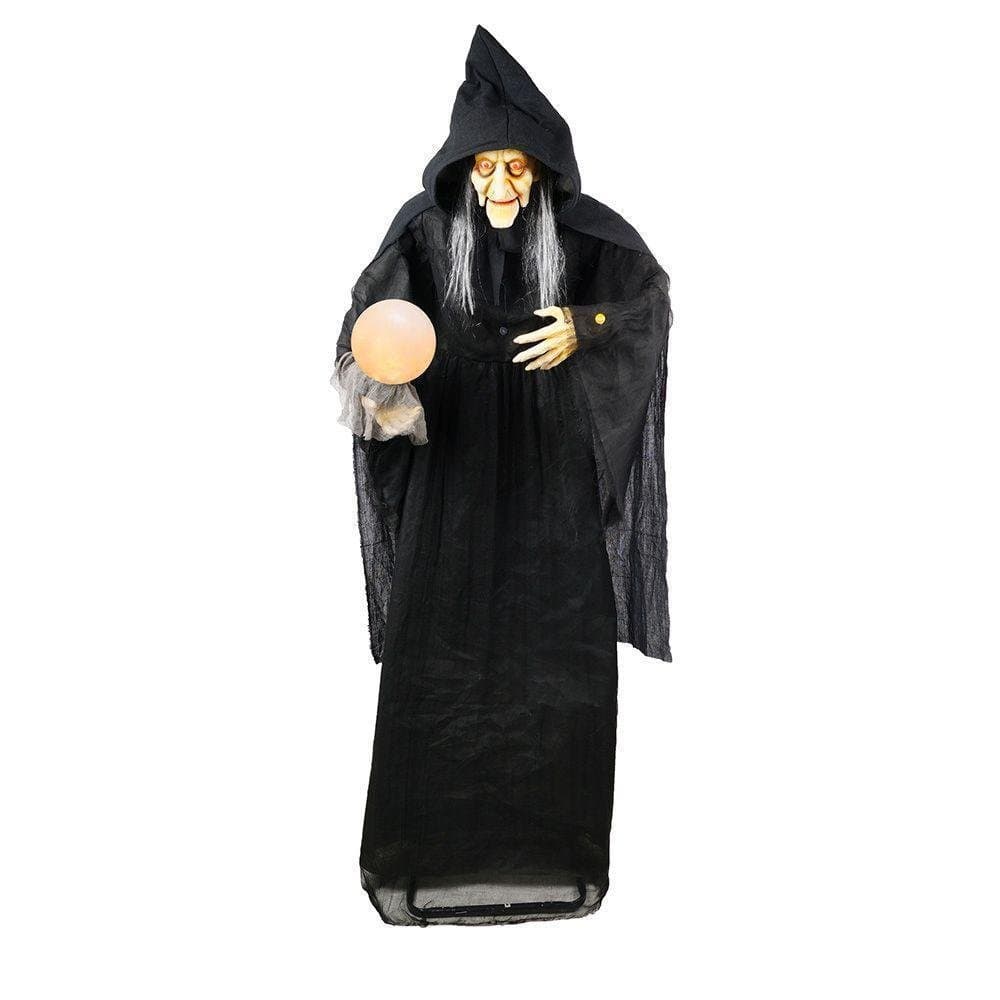 ghi Halloween Lifesize 6' Animated Standing Witch with Glowing Orb