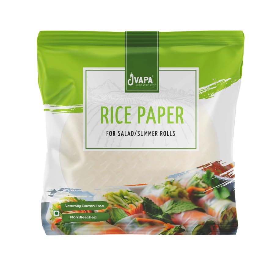Jvapa Rice Paper Sheet - 400Gms (Gỏi cuốn) | Round | 22 cm | Gluten-Free | Perfect for Salad roll, Summer roll, Fresh spring roll
