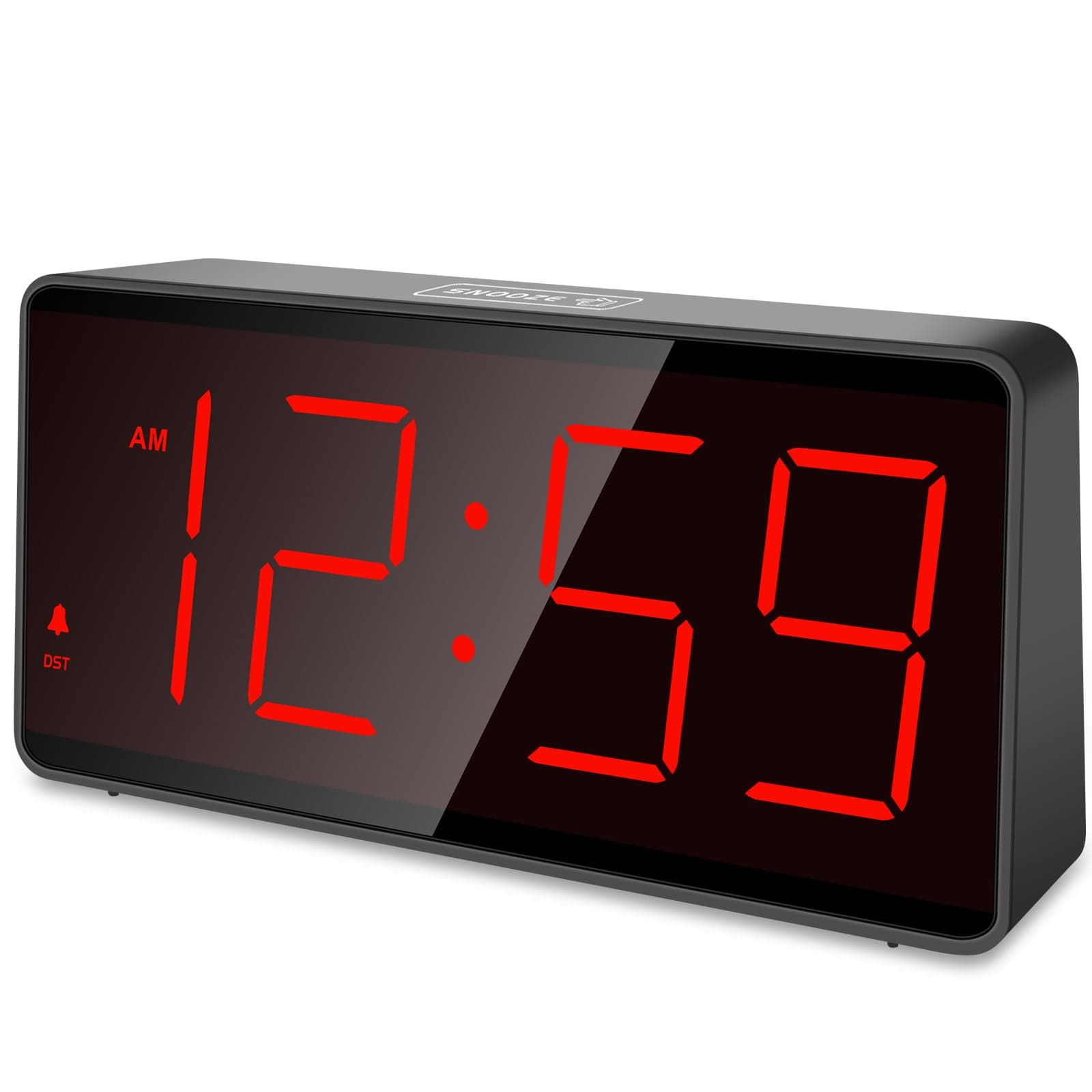 Peakeep Digital Clock, Alarm Clock Battery Operated - Large Big Numbers 4 Dimmers for Seniors, Adjustable Volume Loud Alarm Clock for Heavy Sleepers Adults, Cordless (Red Digits)