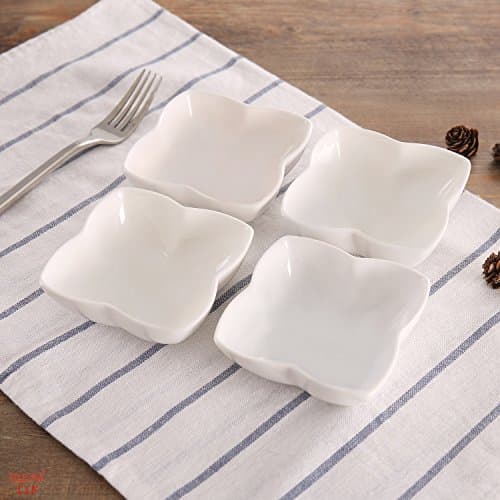 SOLECASA"4-inch/Set of 4" Porcelain/Ceramic Sauce Dipping Dishes/Small Sauce Bowl/Side Dish Plate/Canape Plate