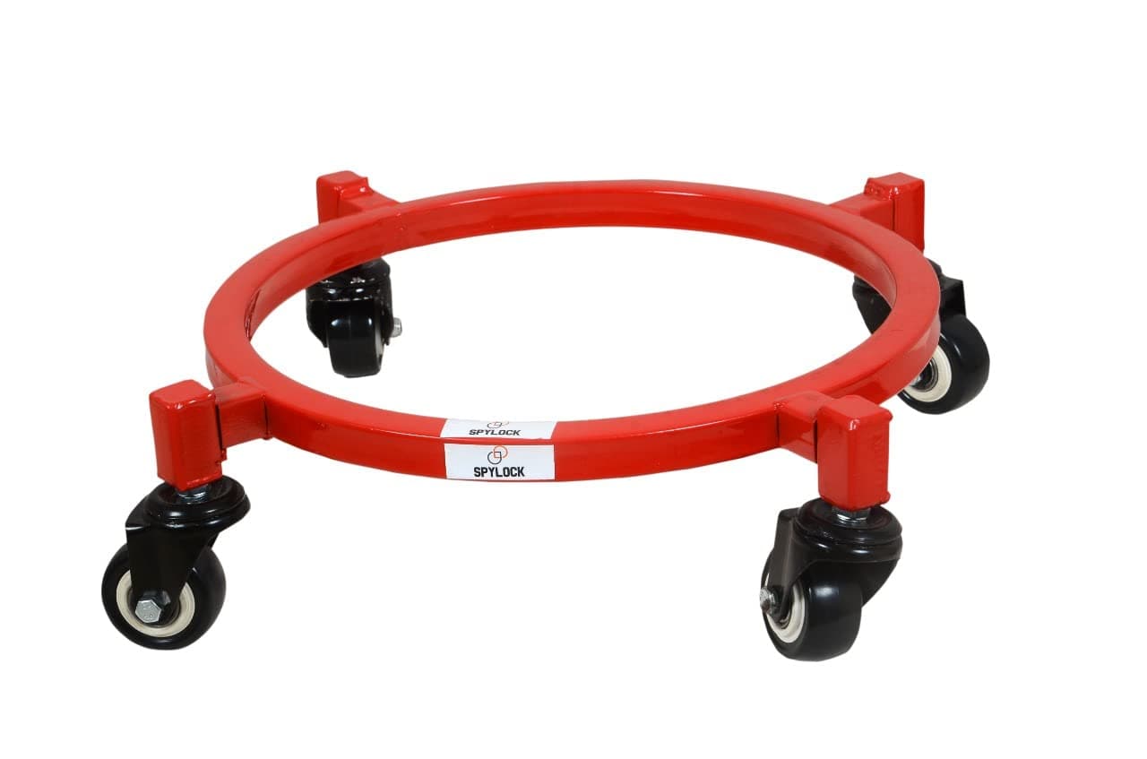 Double Heavy Duty Gas Trolly Gas Cylinder Stand LPG Gas Cylinder Trolley with Heavy Duty PU Wheels for Home Cylinder Trolly Stand Red
