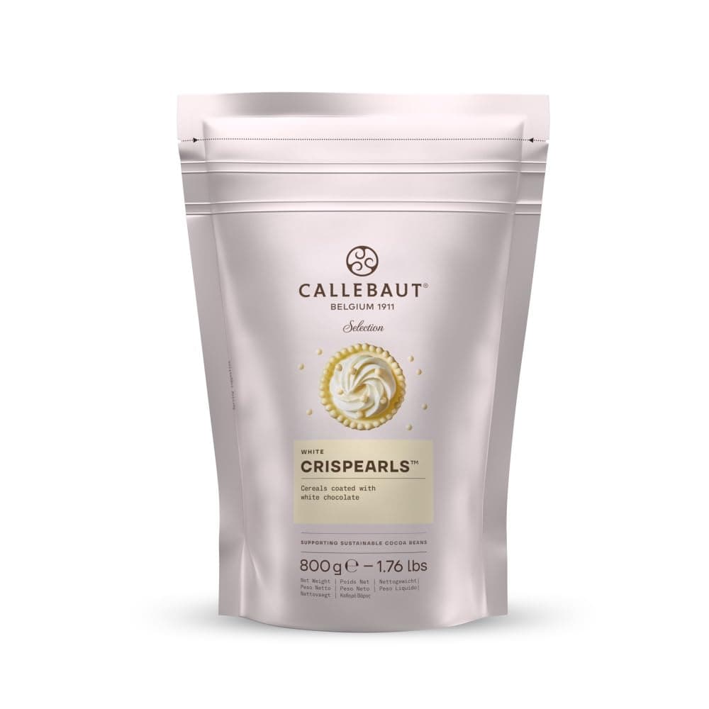 Mona Lisa Crispearls by Callebaut (White Chocolate, 1 x 800g Bag) – Resealable Velcro 800g Bag - Flavored Coated Cereal Balls for Decorating Cakes, Cupcakes, Waffles, Crepes, Pancakes