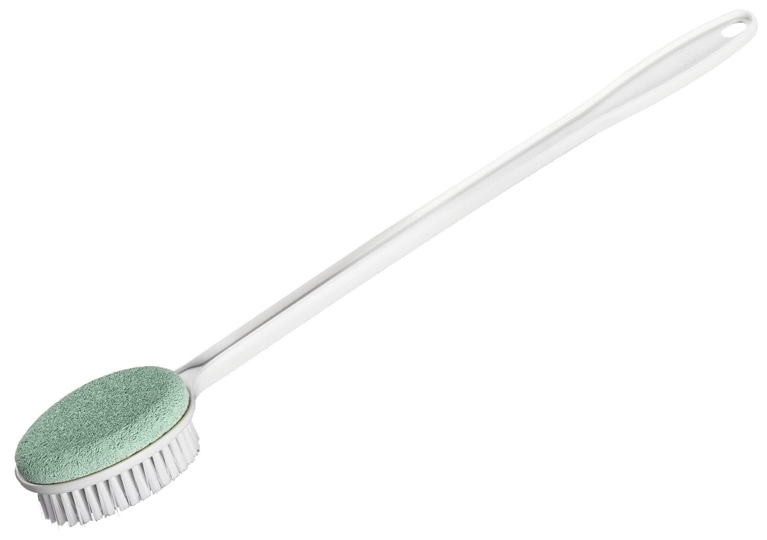 Helping Hand Company Long Handled Foot Scrub Brush with Pumice Stone. Bath and Shower Scrubber. Hard Skin Scrubber and Exfoliating Foot Stone. 21" / 53cm Bendable Long Handled Sponge for Disabled