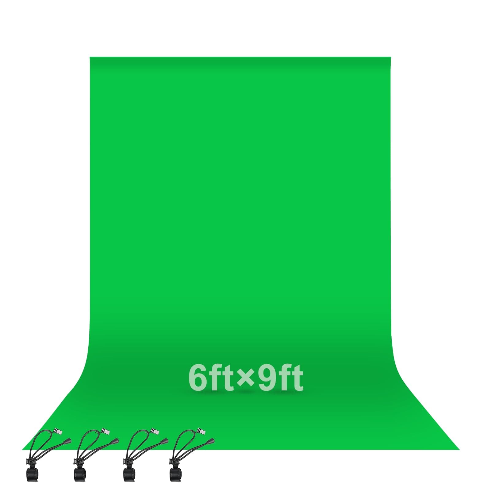 EMART 1.8x2.8M/6x9ft Green Screen Background Photography Backdrop Greenscreen Muslin Collapsible Photo Background for Live Streaming, Zoom Meeting, 4 x Backdrop Clip Included