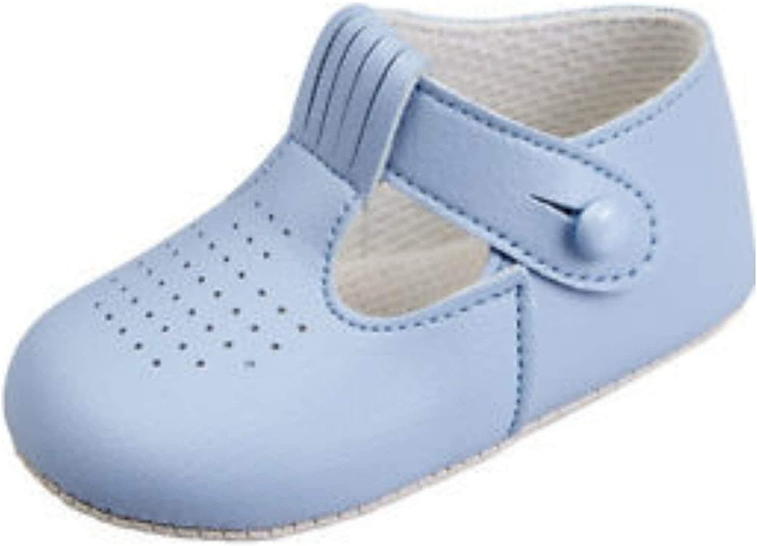 EARLY DAYSBaby Boys T Bar Pram Shoes with Hole Cut Pattern – Made in England by Early Days Baypods