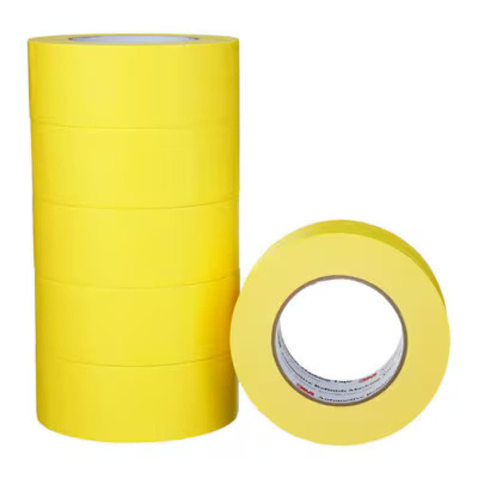 3M Automotive Refinish Masking Tape, 06656, 48 mm x 55 m, 6 Rolls – High-Performance Yellow Crepe Paper Tape for Precise Auto Painting and Detailing
