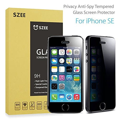 SZEE Privacy Screen Protector for iPhone SE/5C/5s/5,Anti-Spy Tempered Glass Screen Film Shield,Keep Your Information Private,Protect Your Screen from Scratches and Drops,High Light Transmittance