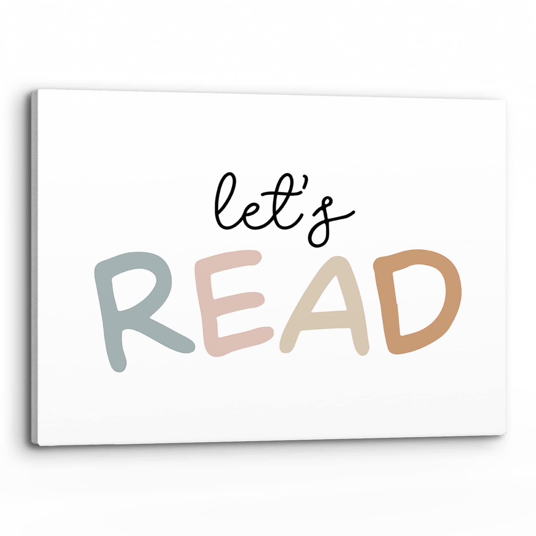 PHAMTERead Signs For Classroom, Reading Quote Let’s Read Wall Art, Boho Classroom Reading Corner Read Sign Print Framed Canvas Painting Artwork Kids Room Nursery Classroom Library Decor(14x11 Inch)