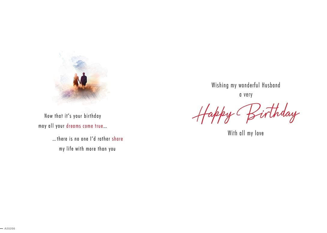 Traditional Birthday Card Husband - 9 x 6 inches - Piccadilly Greetings