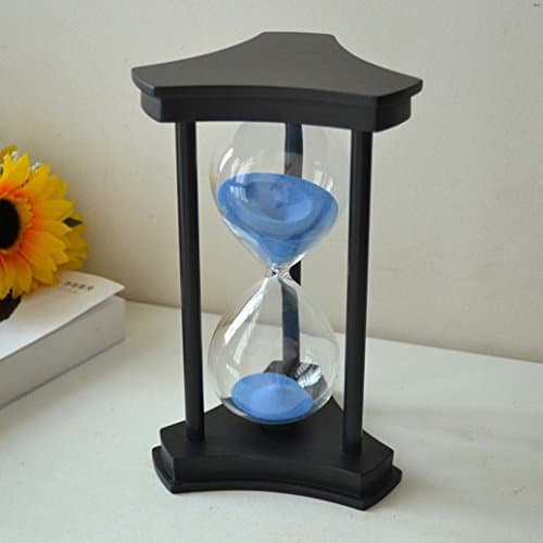 Zokey Lovely 60 Minutes Black Triangle Wooden Glass Hourglass Timer Blue