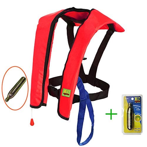 Eyson Life Jacket Inflatable PFD Adult, Life Vest Preservers Automatic and Manual Lightweight and CE Certificated, 150KG (330lb) 2 Cartridges