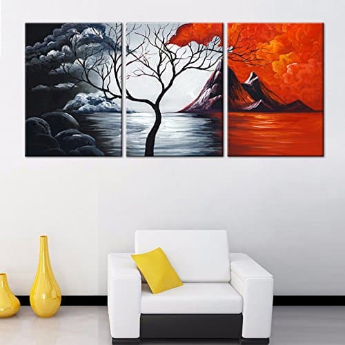 3 Panle abstract Art Paintings Printed Home Decor Wall Dark Clouds and Volcanic Art Modular Pictures8x12x3p inch No Frame