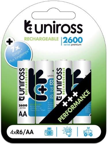 Uniross Performance 4 X AA 2600 Series Rechargeable Batteries