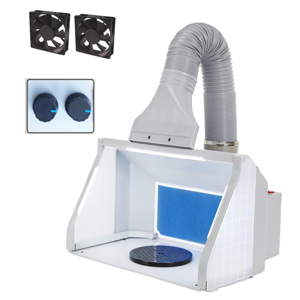 - OPHIR Airbrush Spray Booth, Double Fans Airbrush Booth with Filter, 3 LED Lights & 2 Adjustable Knobs, Portable Spray Booth for Airbrushing, Spray Paint Booth for Model, Crafts, Cake Painting