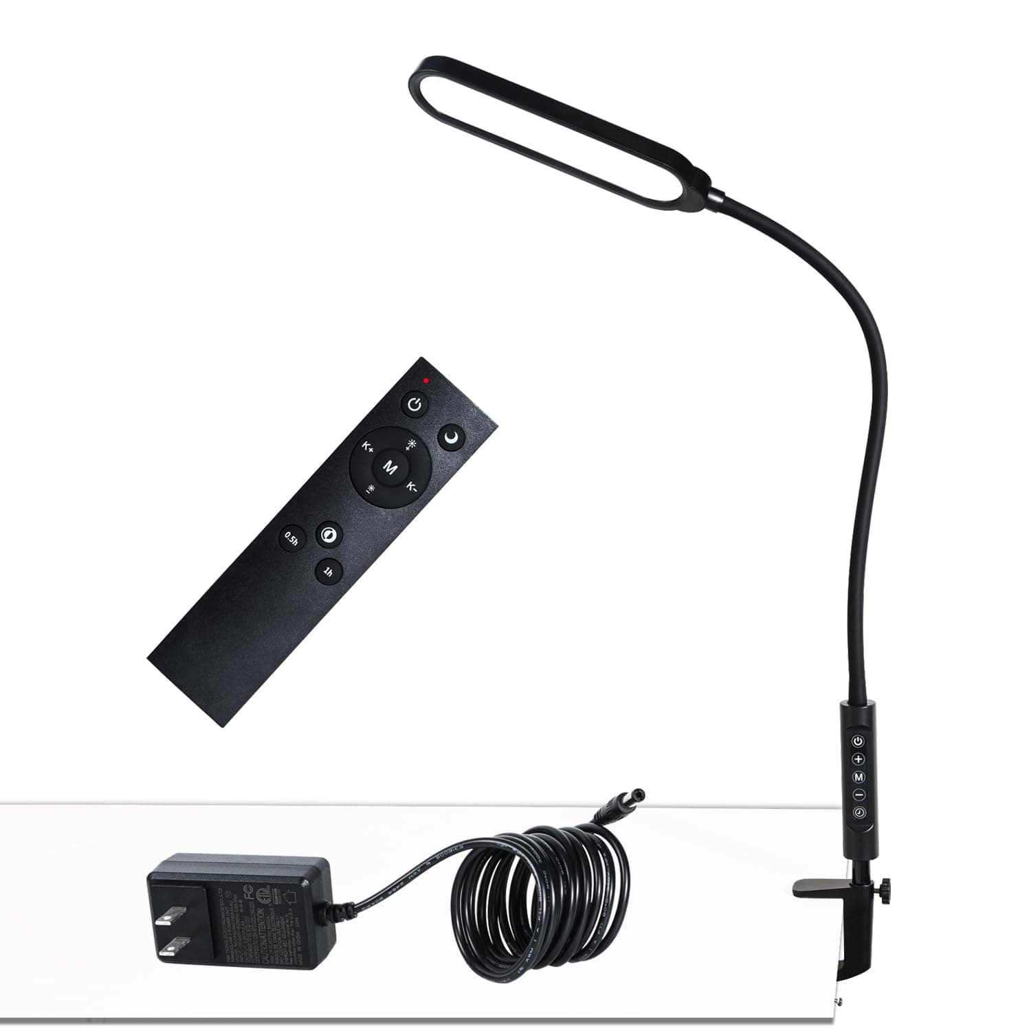 Clamp Lamp, Ultra Bright Clip on Light, CRI>95,18W, 3000 LMS, 3 Color Modes, Soft Touch Control with Timer, Eye-Caring Task Lamp with Remote for Reading, Home, Office (Adapter Included)