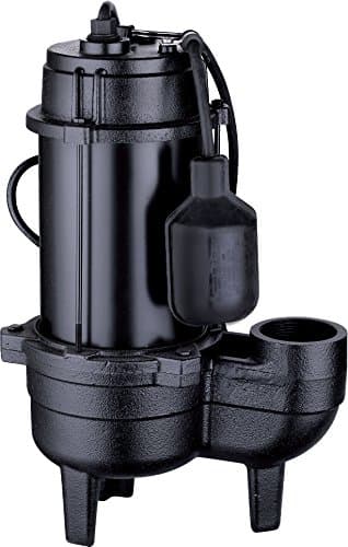 Acquaer SEC050T 1/2 HP Cast Iron Sewage Pump, Black