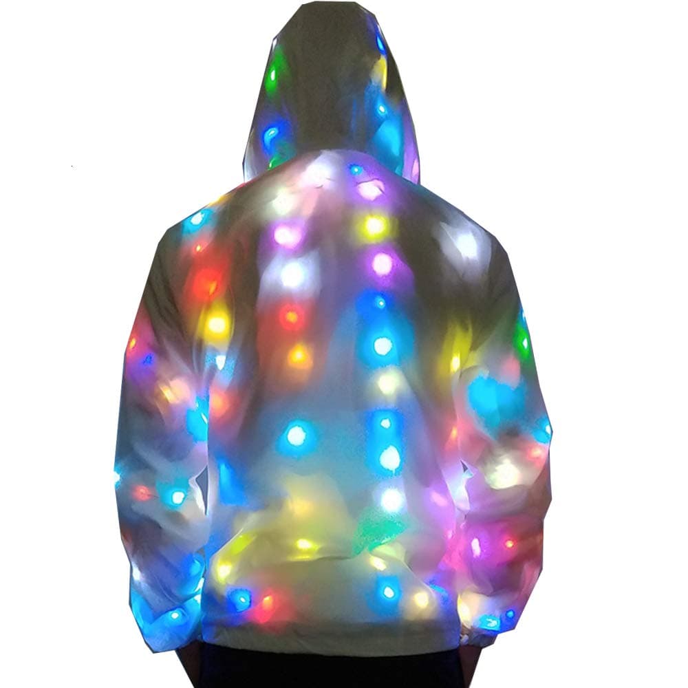 aifuuMens Womens LED Flash Light Rave Jacket Baseball Hoodies Sport Outwear Party Costume Fancy Dress Plus Size