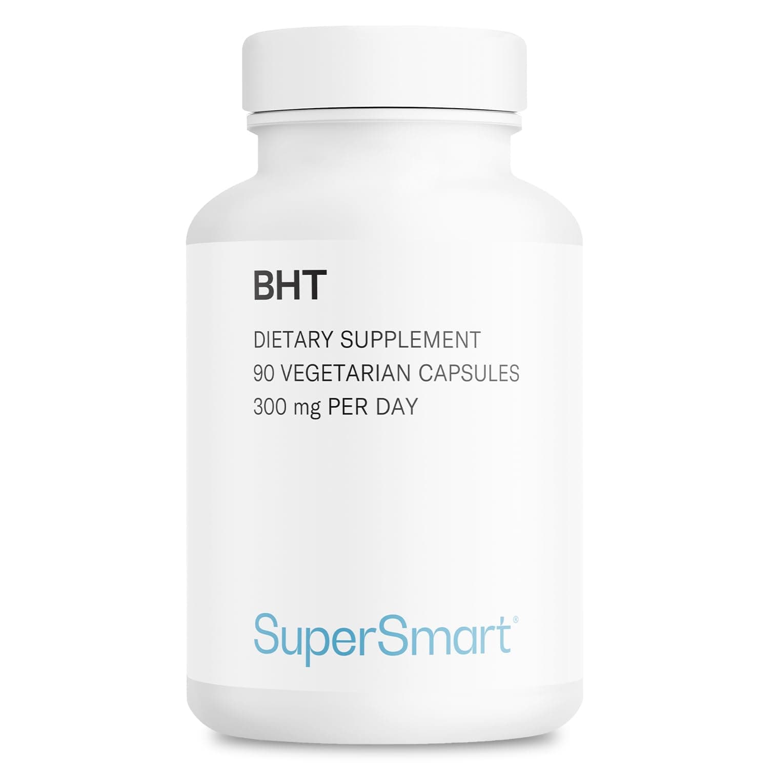 Supersmart - BHT 300 mg Per Day - Butylated Hydroxytoluene - Powerful Antioxidant & Immune Support - Anti Aging Supplement | Non-GMO & Gluten Free - 90 Vegetarian Capsules