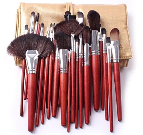 Megaga Makeup Brushes-32pcs Studio Pro Cosmetic Makeup Brush Set Kit Case Makeup Brushes w/Leather Case - For Eye Shadow, Blush, Concealer, Etc. (Gold)