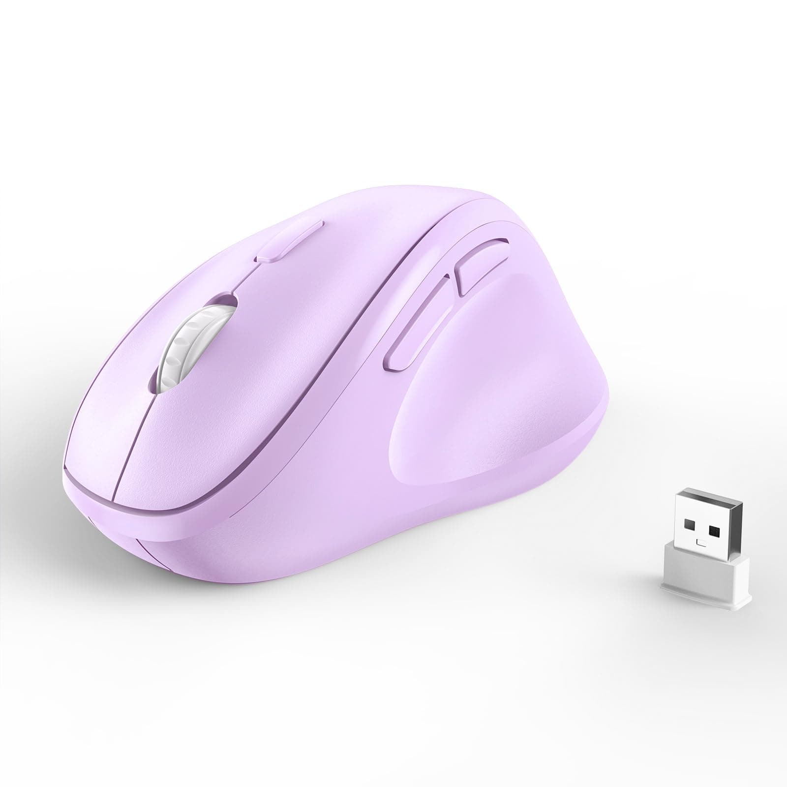 - Ergonomic Wireless Mouse with USB Receiver for PC Computer, Laptop and Desktop, Ergo Mouse Vertical with Silent Clicks Long Battery Life, Up to 1600 DPI & 1 AA Battery Powered, Purple