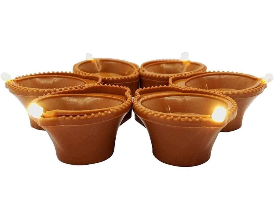 MeeTo Water Sensor Led Diyas Candle Warm Orange Ambient Lights, with Water Sensing Technology E-Diya, Battery Operated Led Candles for Home Decor, Festivals Decoration, Pack of 12