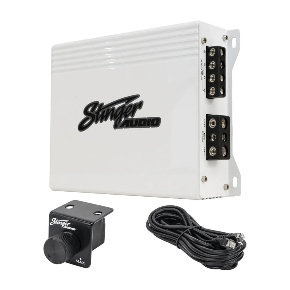 Stinger Audio MT-1000.1M 1000 Watt RMS 1-Channel Monoblock Marine Audio Subwoofer Amplifier, Class D, Water-Resistant, Mosfet, Remote Control Bass Knob, Subsonic Filter, Low-Pass Filter, Bass Boost Q