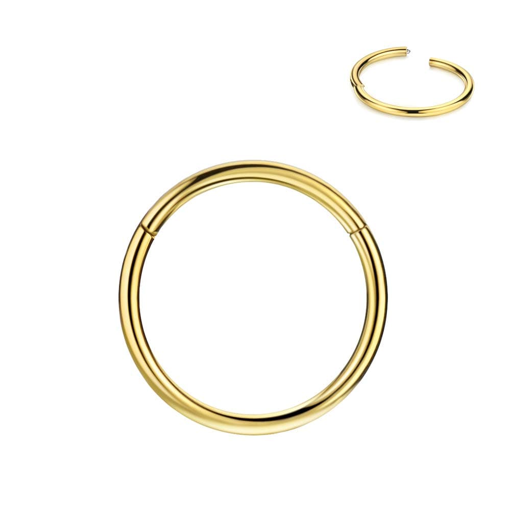 FANSING 18 Gauge 14k Gold Nose Ring Hoop 7mm Septum Clicker Nose Hoop Septum Ring