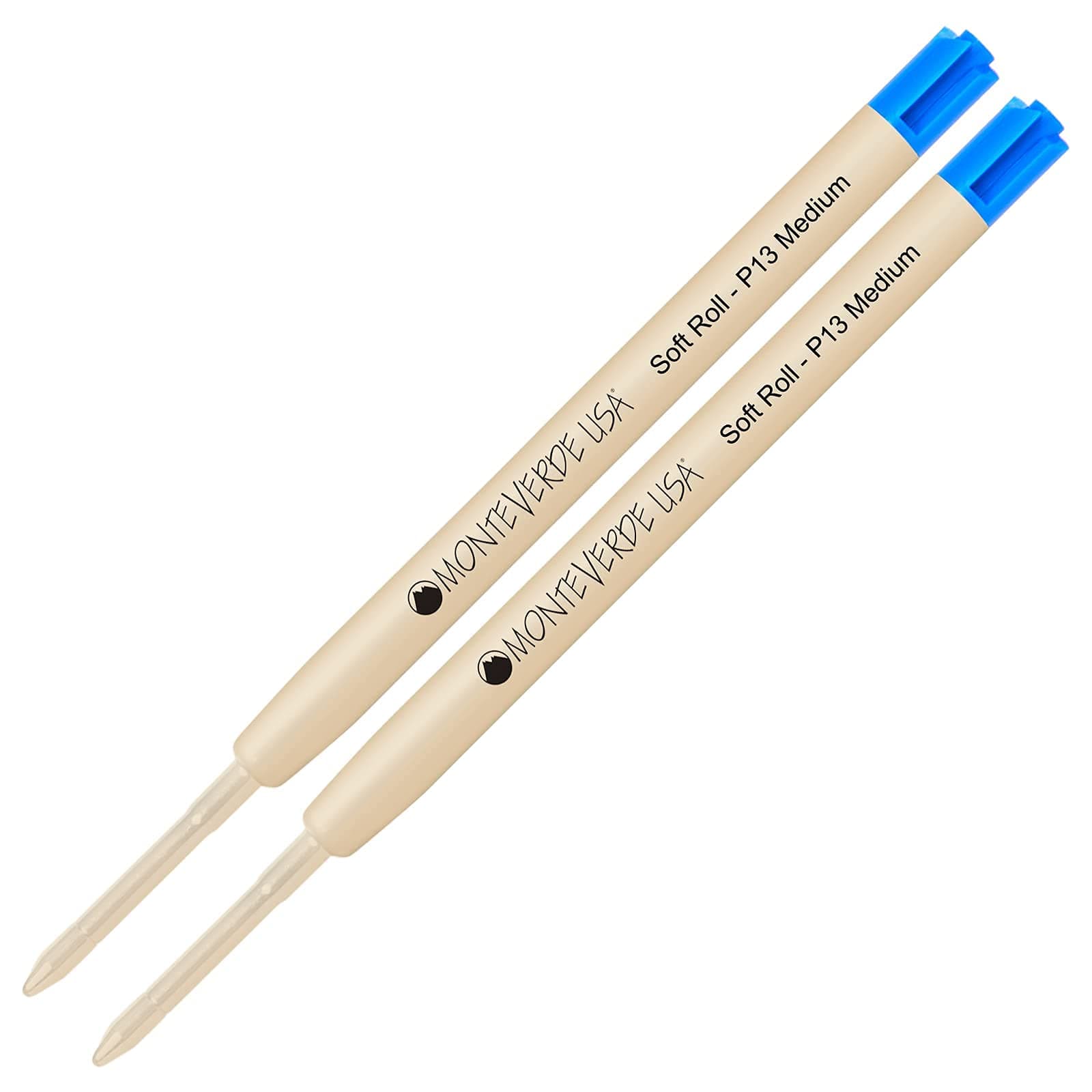 Lanier Combo Pack - 2 Pack - Monteverde® SoftRoll™ Ballpoint P13 Paste Ink Refill Compatible with Most Parker® Style Ballpoint Pens - Blue (Medium Tip 0.7mm)