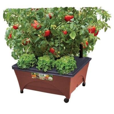 24.5 in. X 20.5 in. Patio Raised Garden Bed Kit with Watering System and Casters in Terra Cotta