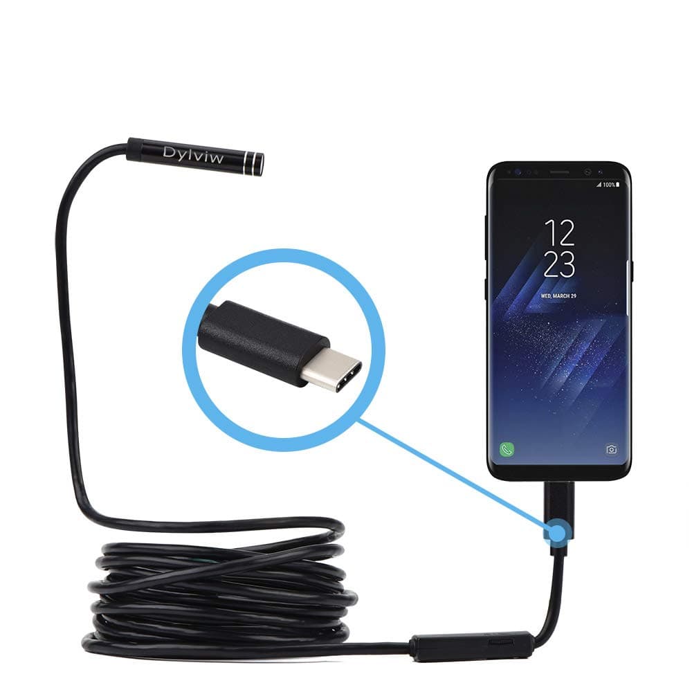 3 Meter(9.84ft) Rigid Cable USB C Endoscope Type C Borescope Inspection Camera 2.0 Megapixels HD Snake Camera for New Android Samsung Galaxy S8, S8 Plus, Google Pixel, Nexus 6p(Not for iPhone)
