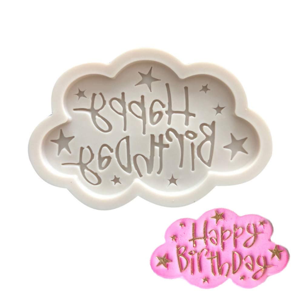 Allforhome Grey Silicone Mold 3D Happy Birthday Alphabet Fondant Sugarcraft Cake Baking Mold DIY Cupcake Topper Decorating Tools by SamGreatWorld