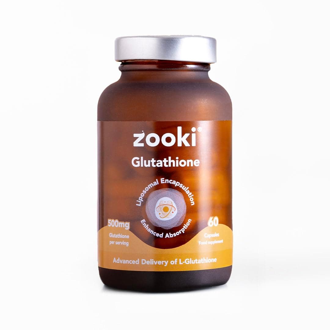 Zooki Liposomal Glutathione 500mg Capsules, High Absorption Glutathione Supplement, Immune & Liver Support, Antioxidant Skin & Energy Support, Vegan Glutathione Tablets, 60 Capsules 30 Servings