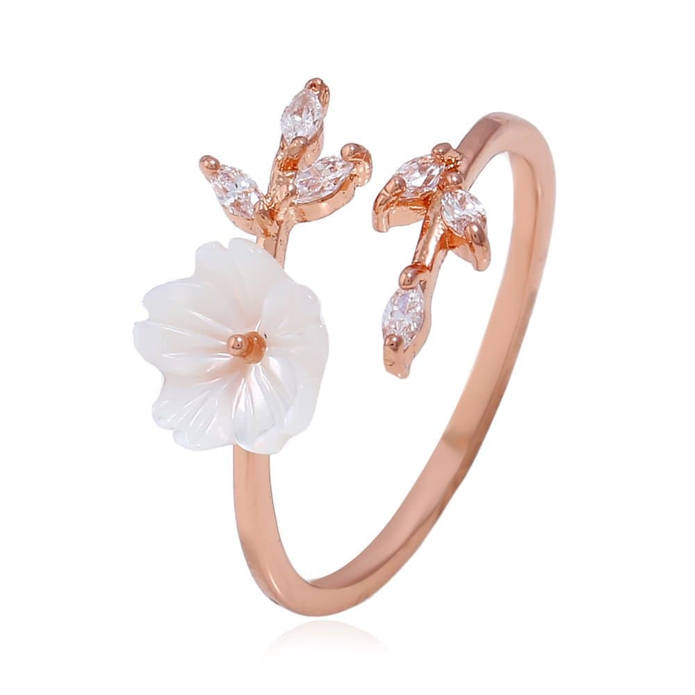 Flower Ring Engagement Ring for Women's Rings for Lovers YR909 (1 Size, Rose-gold)