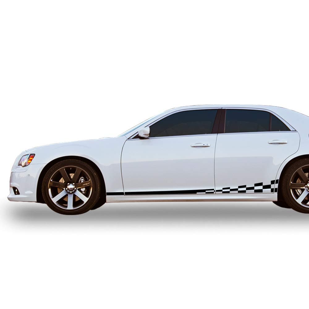 Decal sticker vinyl wavy flag sport stripe kit compatible with Chrysler 300 2011-2018