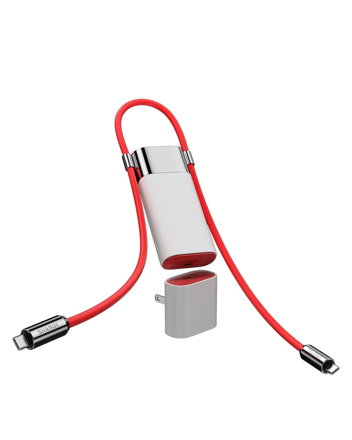 3 in 1 Power Bank PD 40W Fast Charging 10000mAh Portable Charger with Red Cable SUPERVOOC 55W 36Wh Battery Pack for iPhone 16/ OnePlus 12/11/Open/Nord Series