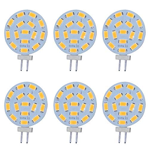 Jenyolon G4 LED Light Bulb Warm White AC/DC 12V 2.2W, 300lm, G4 bi-pin LED Bulb, G4 Landscape LED Bulb, Equivalent to 20W Halogen Bulb, 3000K, 120° Beam Angle, Replacement (6 Pack)