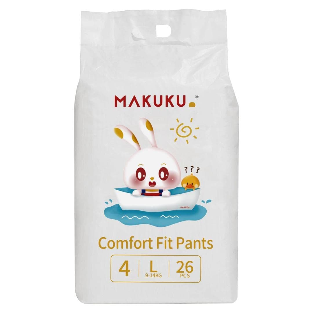 Comfort Fit Pants Diapers, Diapers size 4, Large, Suitable for babies over 9-14 Kg and for 7-11 Months, 26 Diapers