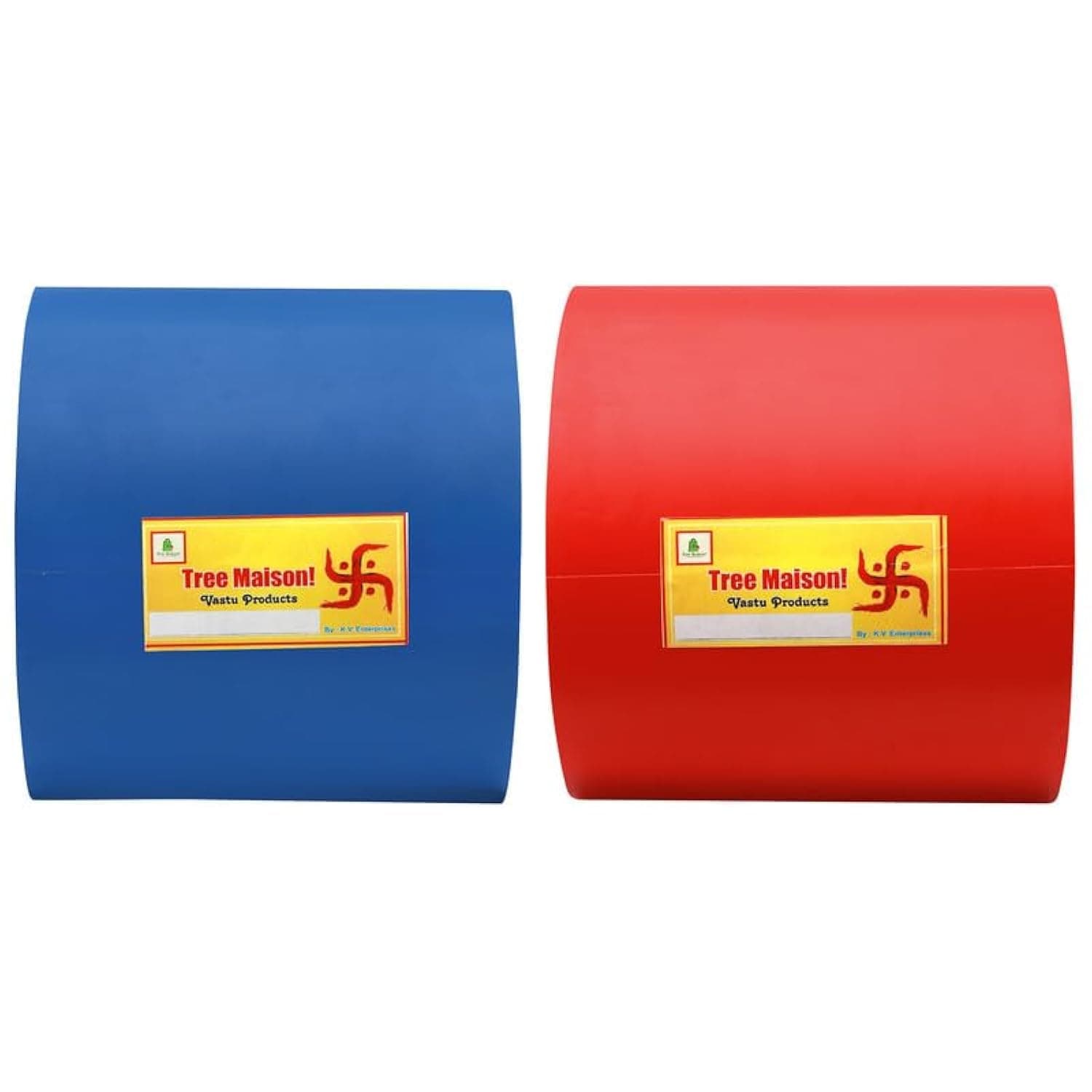 TREEMAISON Vastu Blue - Red Tape | Size - 4 Inch (96 mm) Approx | Length- 20 Meter (Approx) | Vastu Tape Remedy for Toilet | Vastu Tape for Main Door | Tape Remedy for Negative Entrance | Pack of 2