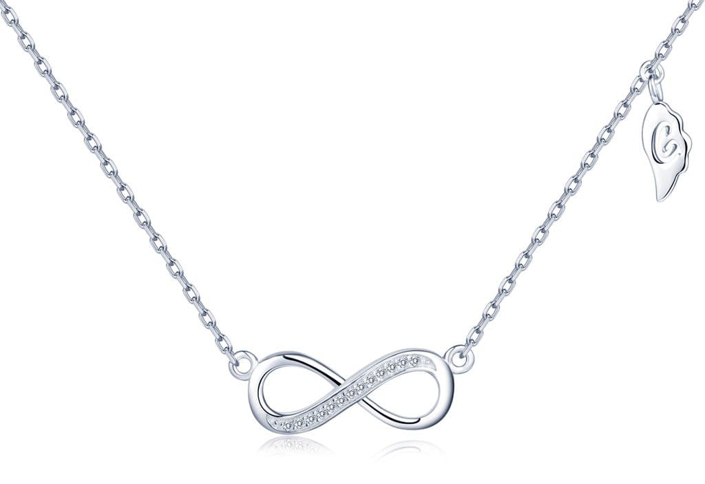 Infinite U Fashion Infinity Symbol Figure 8 Pendant 925 Sterling Silver Rhodium Plated Cubic Zirconia Necklace for Women/Girls, Adjustable Chain