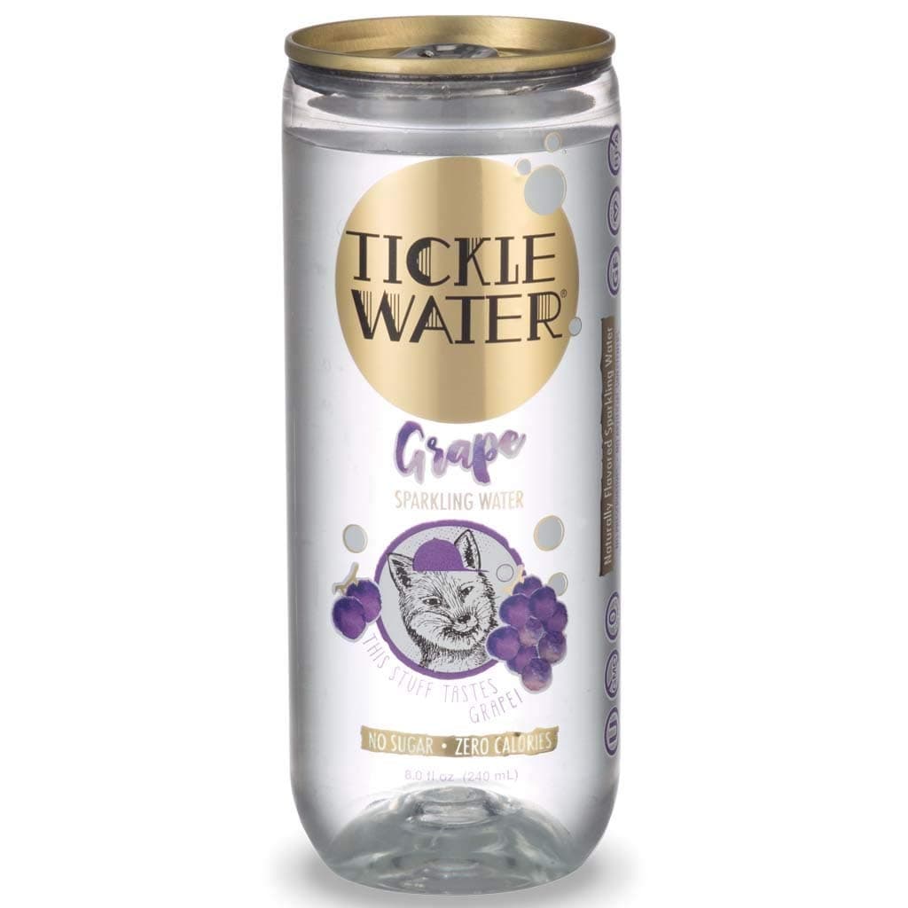 Tickle Water Sparkling Water, Grape Flavor (8 0z. Can, 12-Pack). Carbonated Club Soda for Kids, All-Natural Seltzer Water, Sugar-Free, Non-GMO, Zero-Calorie, Kosher and Vegan Fizzy Drink