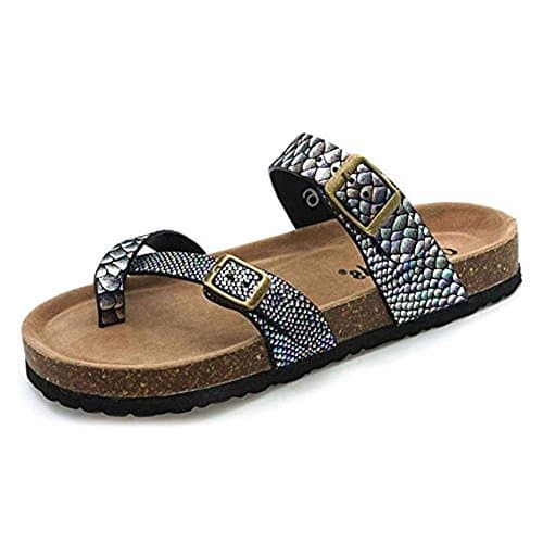 Women's Bork-30 Vegan Leather Toe-Loop Buckle Flats Sandals