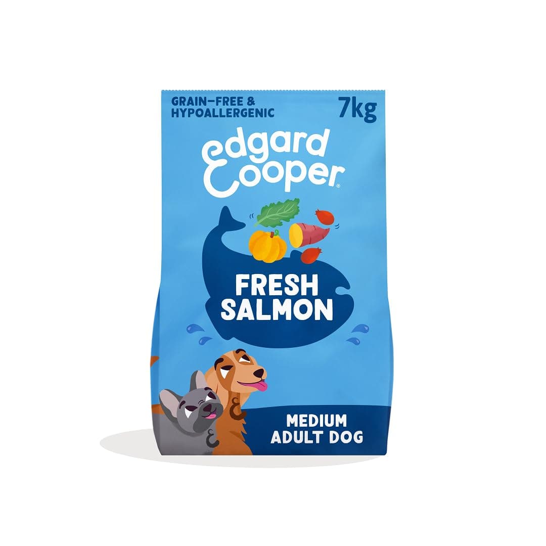 Edgard & Cooper Dry Dog Food For Medium Breed Adult Dogs (7kg), Fresh Salmon, Balanced Fibre For Gut Health, Hypoallergenic Recipe With Natural Ingredients, Never Fish Meal