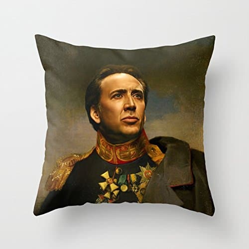 J.T.Hatched Nicolas Cage portrait cushion cover, nic cage pillow