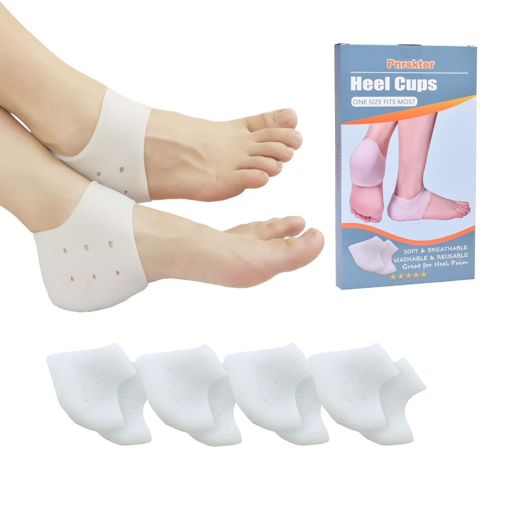 PnrskterHeel Cups, Plantar Fasciitis Inserts, Heel Pads Cushion (8pcs) Great for Heel Pain, Heal Dry Cracked Heels, Achilles Tendinitis, for Men & Women. (Gel Heel Cups(4 Pairs))ClimatePartner certified