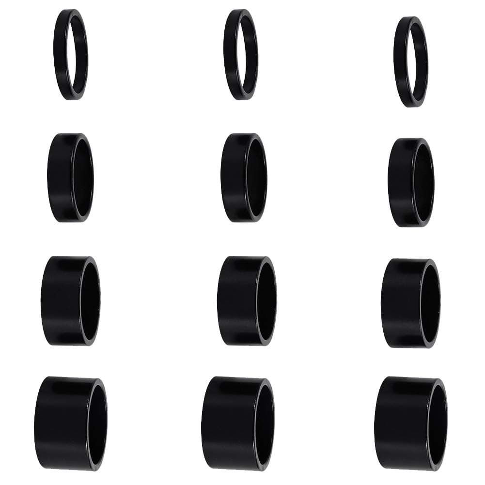 GooDay 12 PCS Bicycle Headset Spacer Bike Handlebar Stem Spacers Threadless Aluminum Alloy Headset Stem Spacer Set Fit 1 1/8-Inch Stem For MTB BMX Mountain Road Bikes Cycling 2MM 3MM 5MM 10MM(Black)