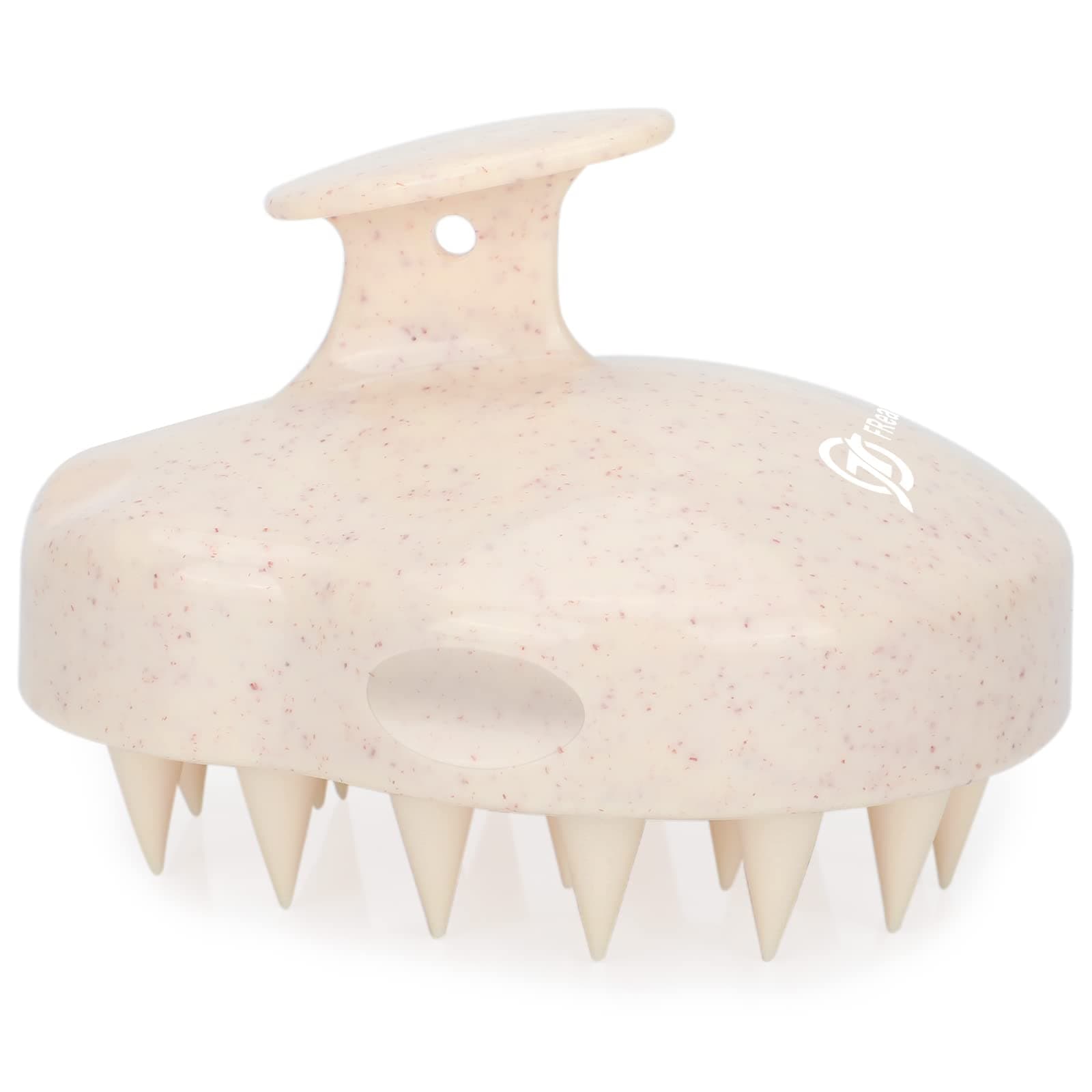 FREATECH Wheat Straw Scalp Massager Shampoo Brush with Silicone Bristles for Hair Growth and Dandruff, Massager Scalp Scrubber Head Exfoliator for Wet & Dry Hair, Women Men Kids, Beige