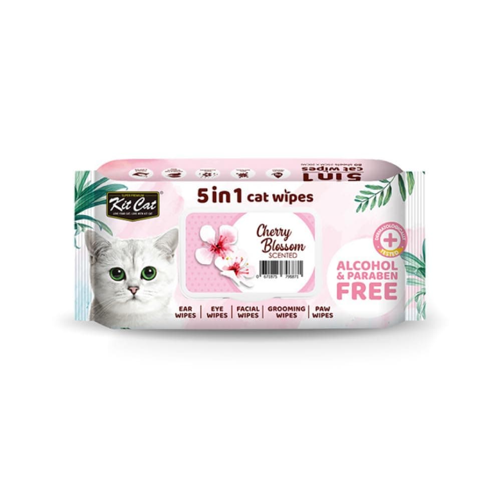Kit Cat 5 In 1 Wipes Cherry Blossoms Scented, 80 Sheets