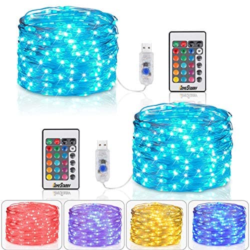 Homestarry Fairy Lights Usb Plug String Lights With Remote 33 Ft Color Changing Lights 100 Leds Twinkle Firefly Lights For Bedroom Party Wedding Christmas Tapes (2 Sets Multicolor 16 Color Usb Plug)