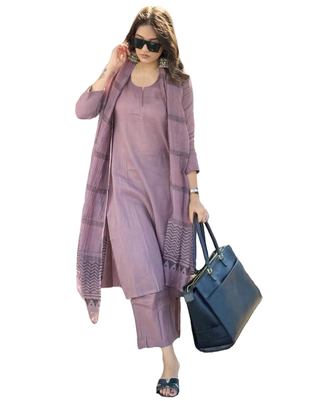 Women's Rayon Blend Straight Kurta with Pant and Dupatta